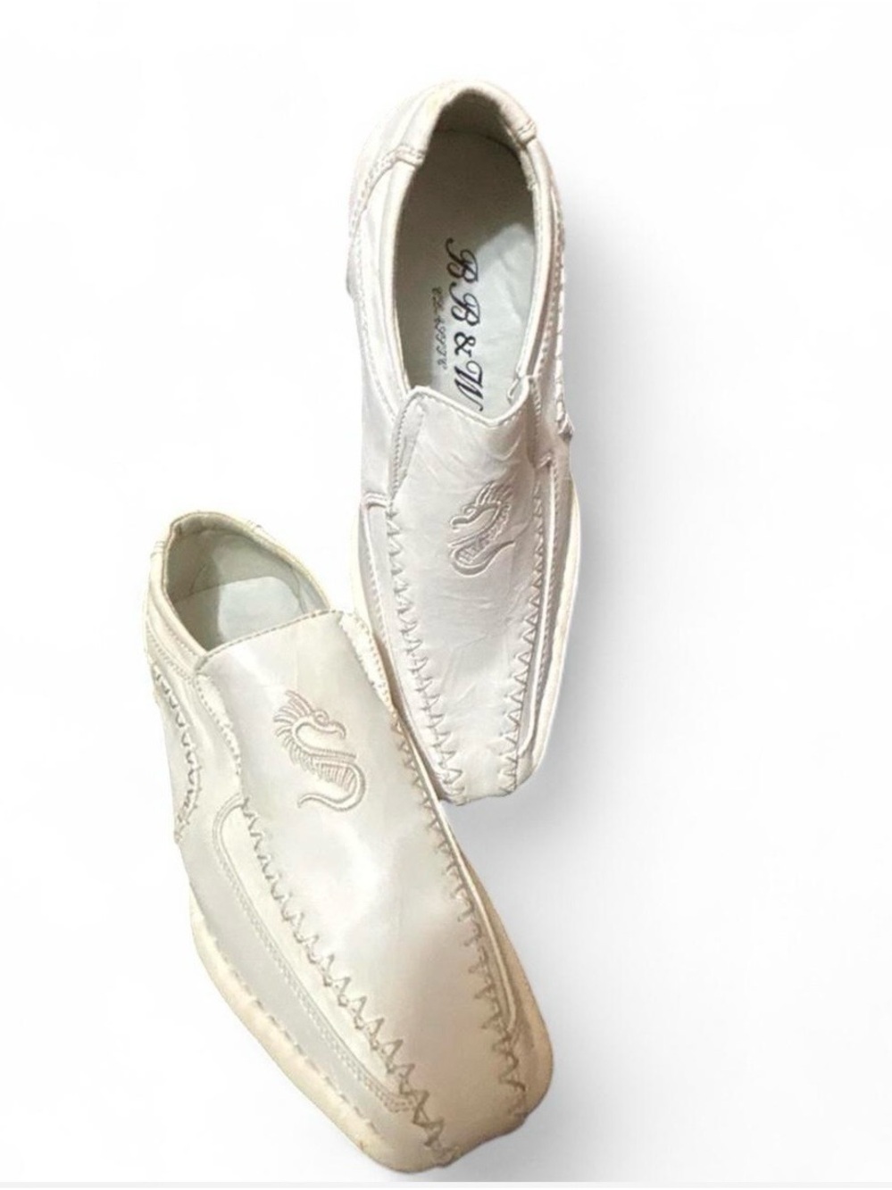 Vintage BB and W Classic Kids White Square Toe Dress Shoes Size 13 NIB